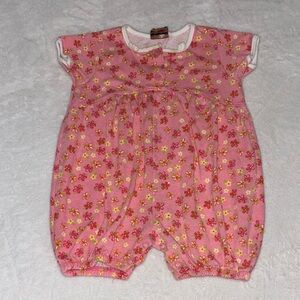 Vintage Bebe Eaton Floral 12 month Pink Baby Romper